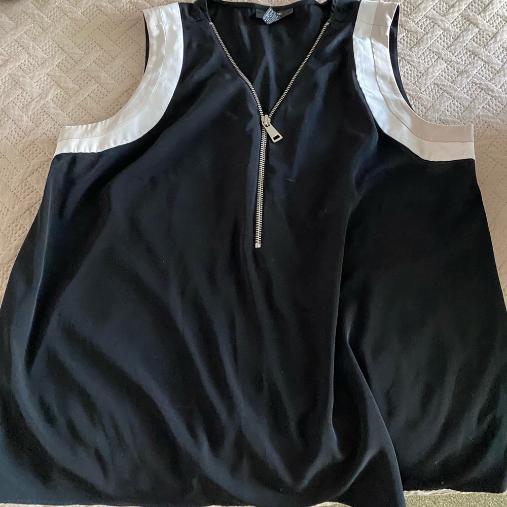 Black with white trim blouse
